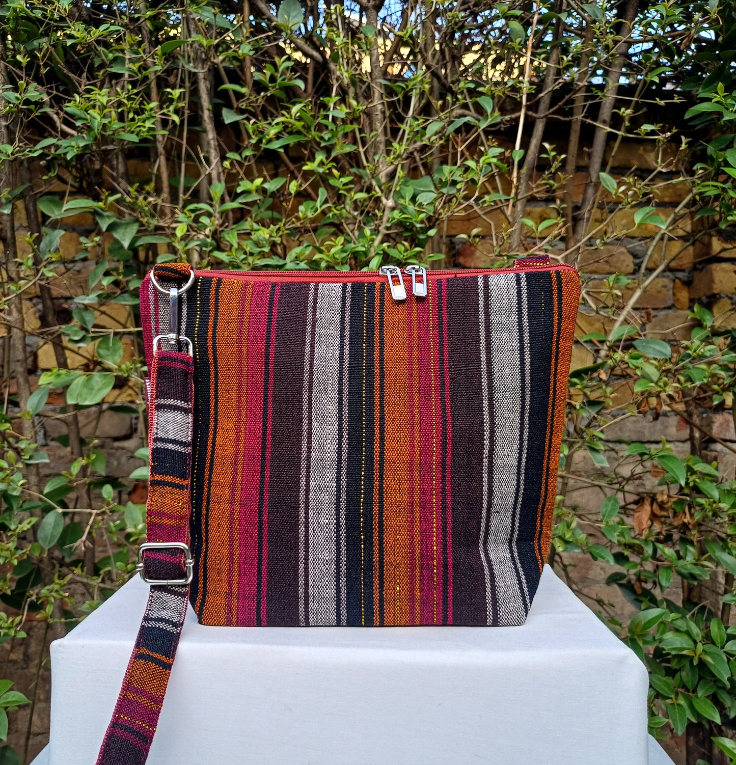 Long Strap Bag Brown-Multicolour