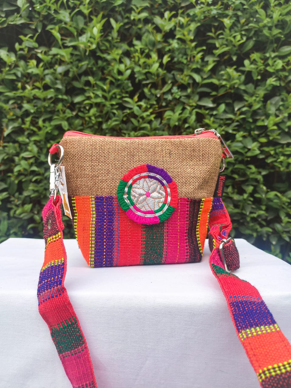 (211) Small Side Strap Bag Red-Multicolour