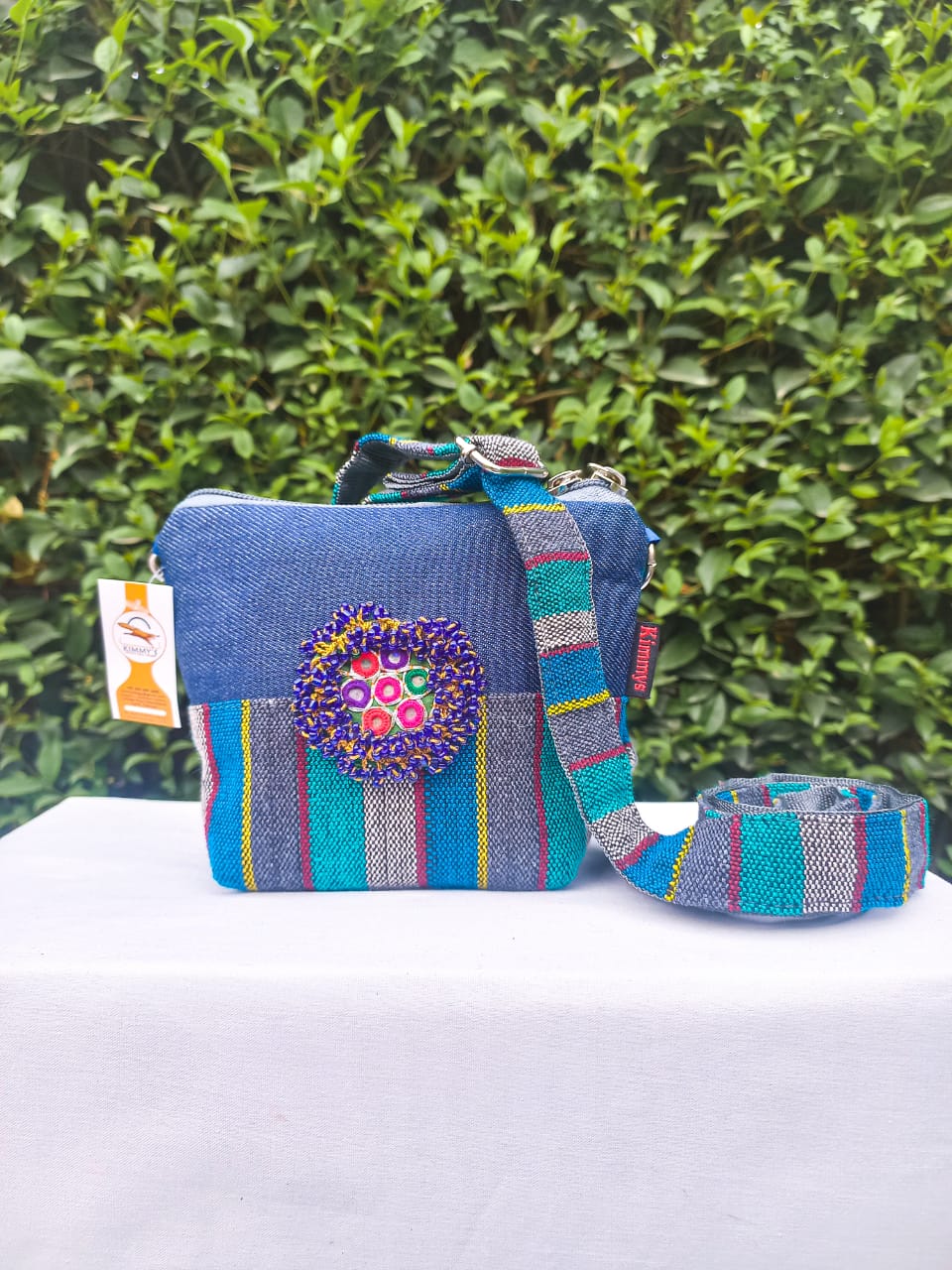 (212) Small Side Strap Bag Blue-Multicolour