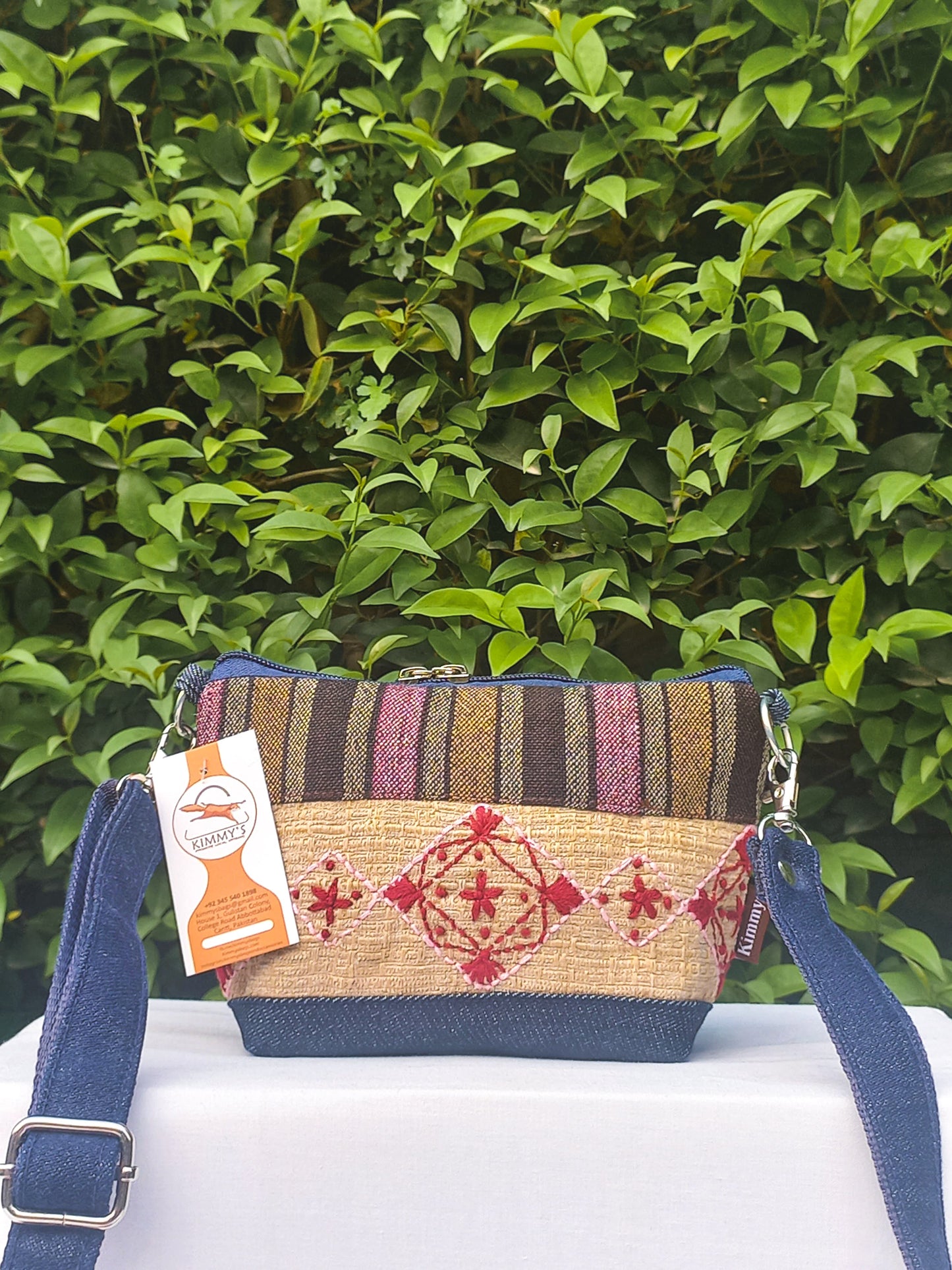 (215) Small Side Strap Bag Grey-Multicolour