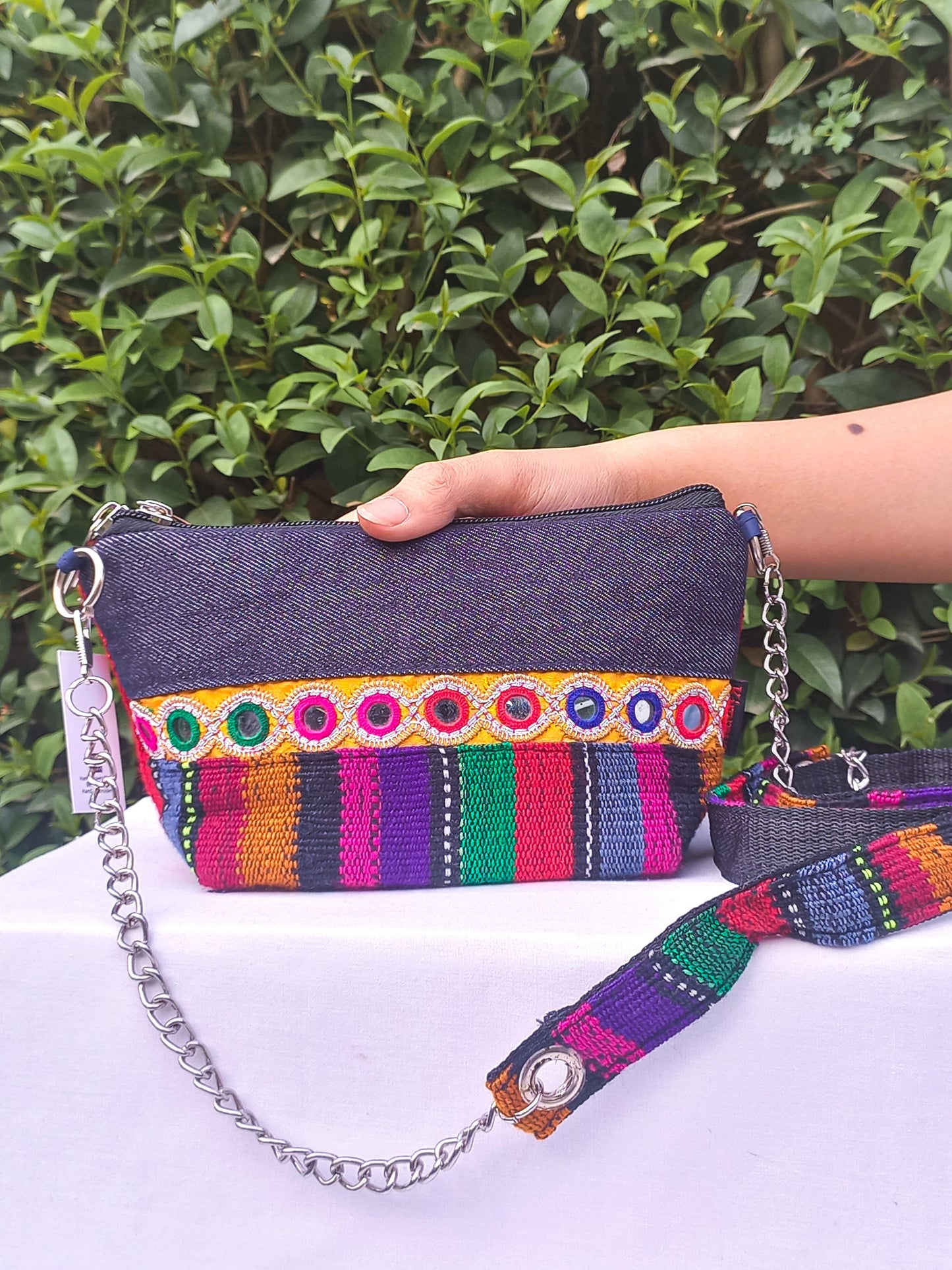 (259) Side Strap Bag Purple-Multicolour