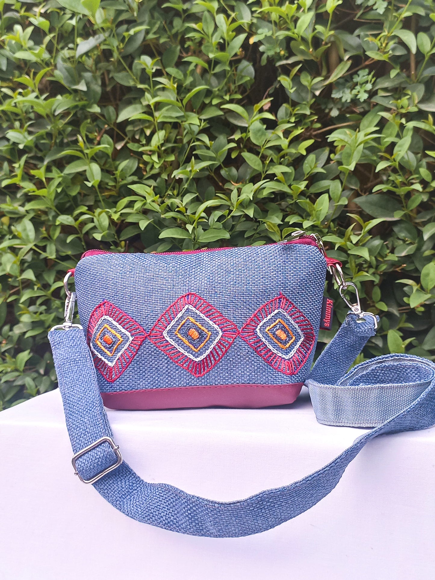 (261) Side Strap Bag Red Faux Leather