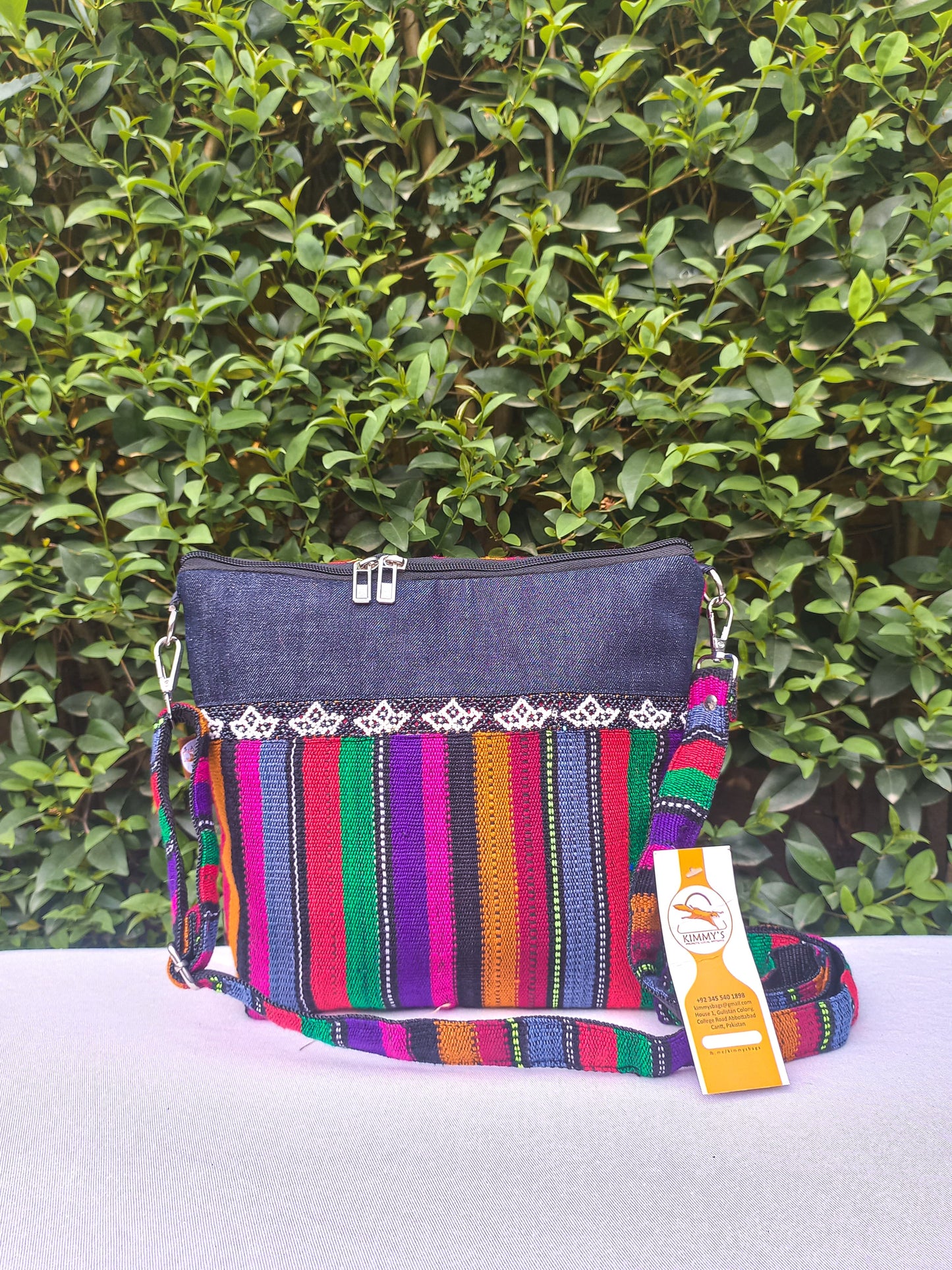 (302) Long Strap Bag Purple-Handwoven