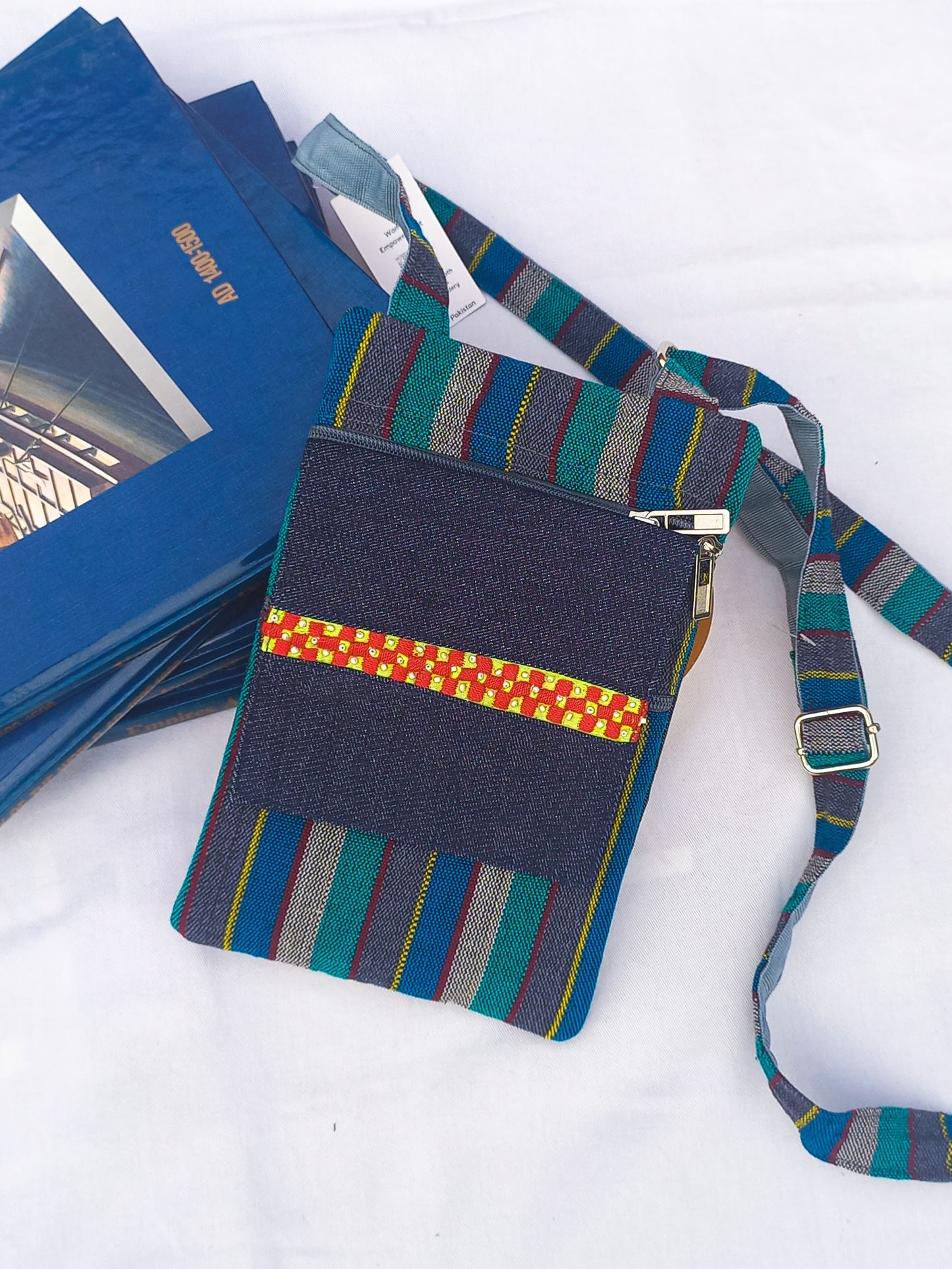 (376) Cross Bag Blue-Multicolour