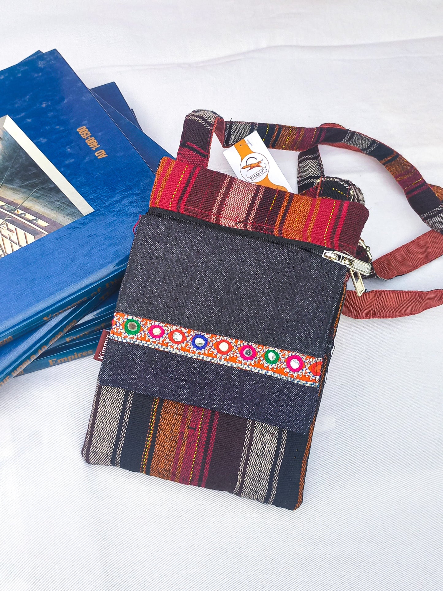 (377) Cross Bag Brown-Multicolour