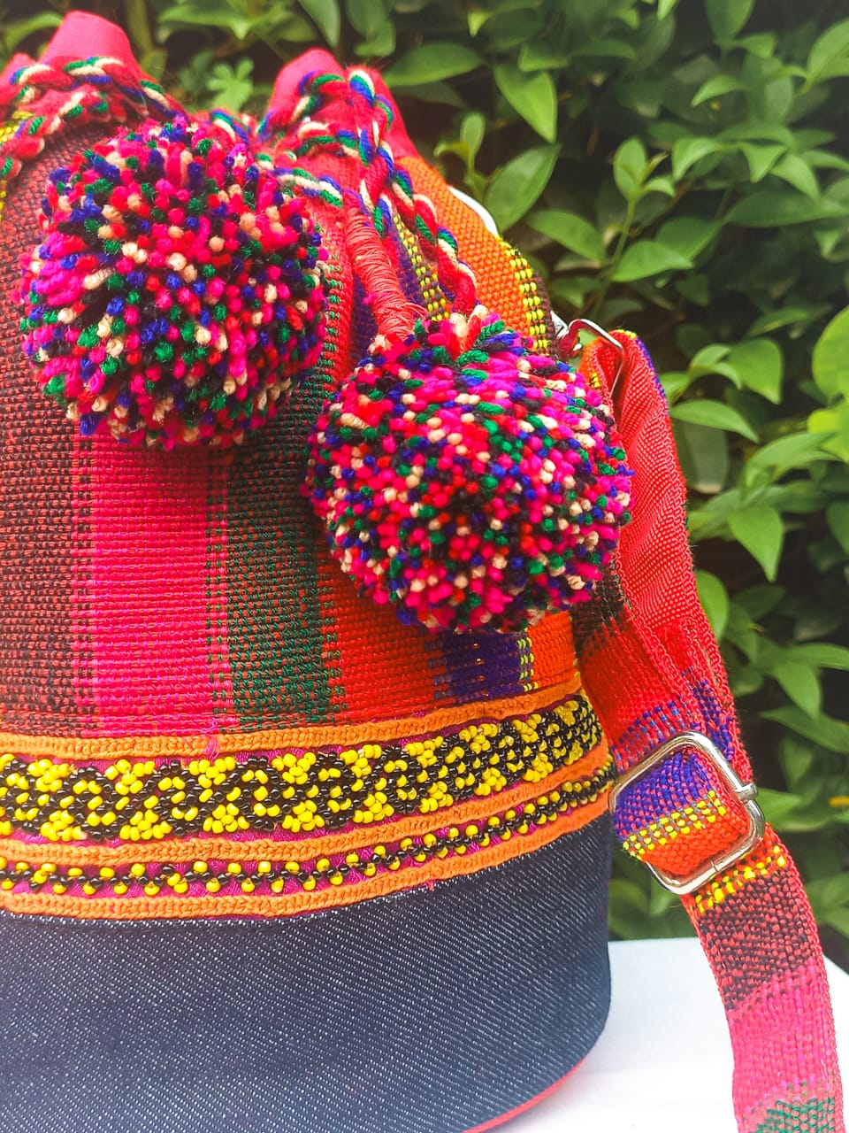 (421) Bucket Bag Red-Multicolour