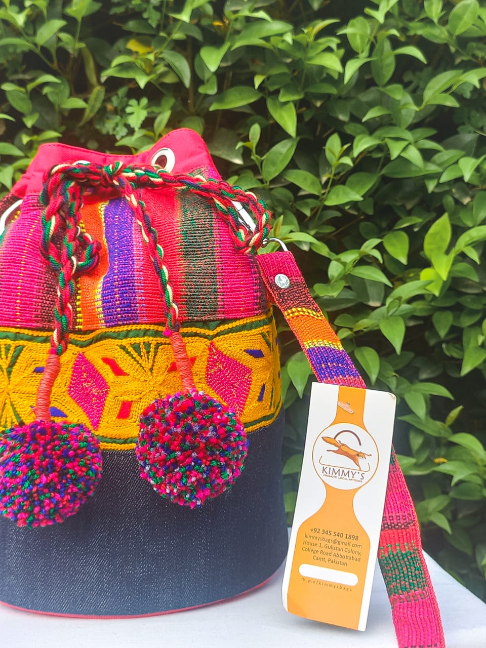 (424) Bucket Bag Red-Multicolour