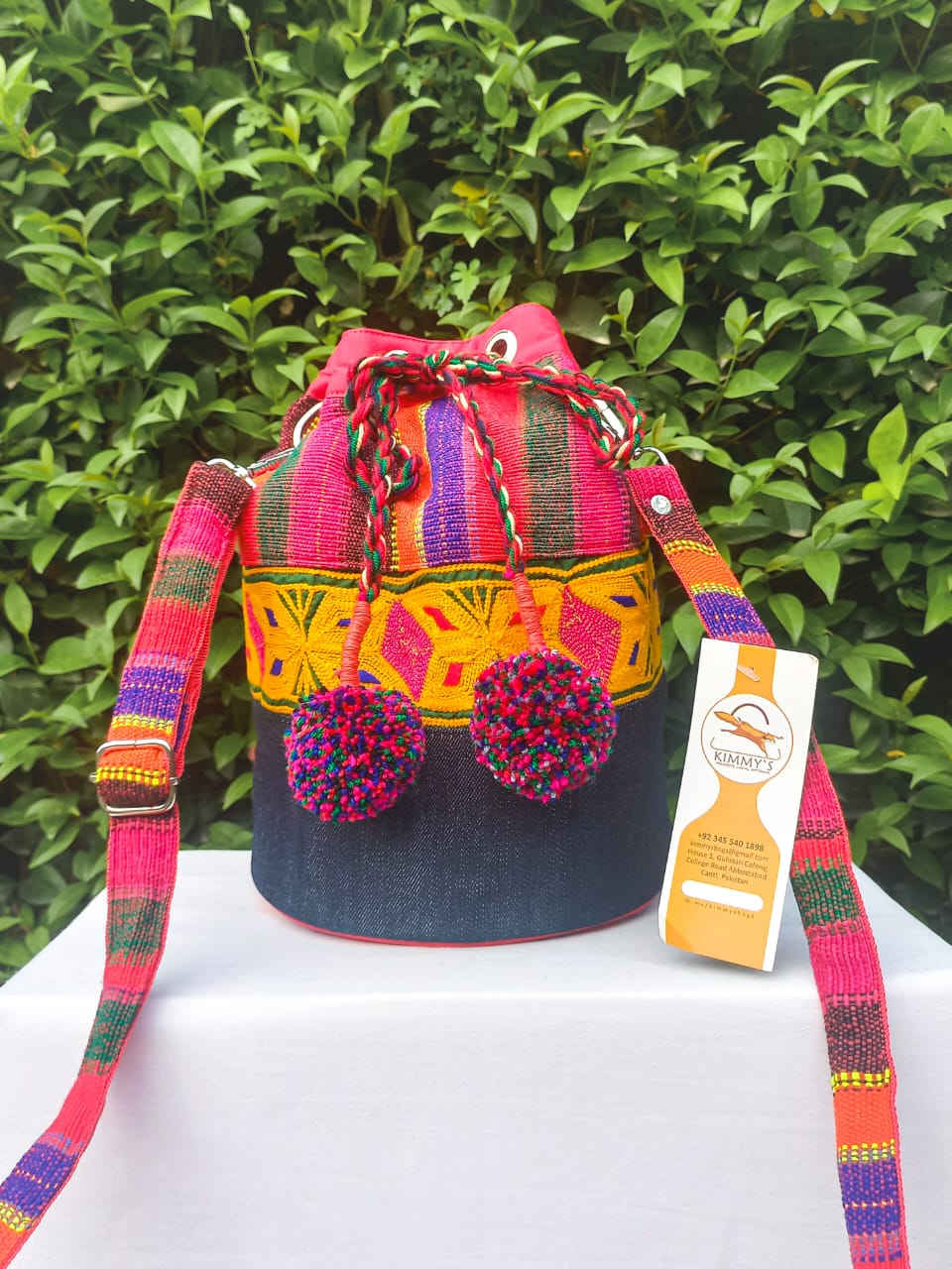 (424) Bucket Bag Red-Multicolour