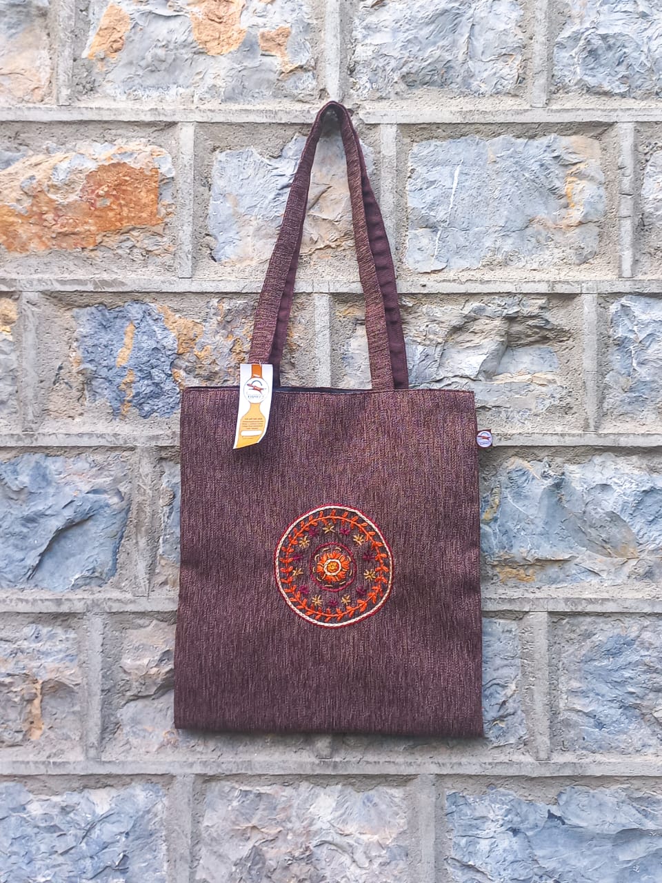 (526) Tote Bag Dark Brown Burlap