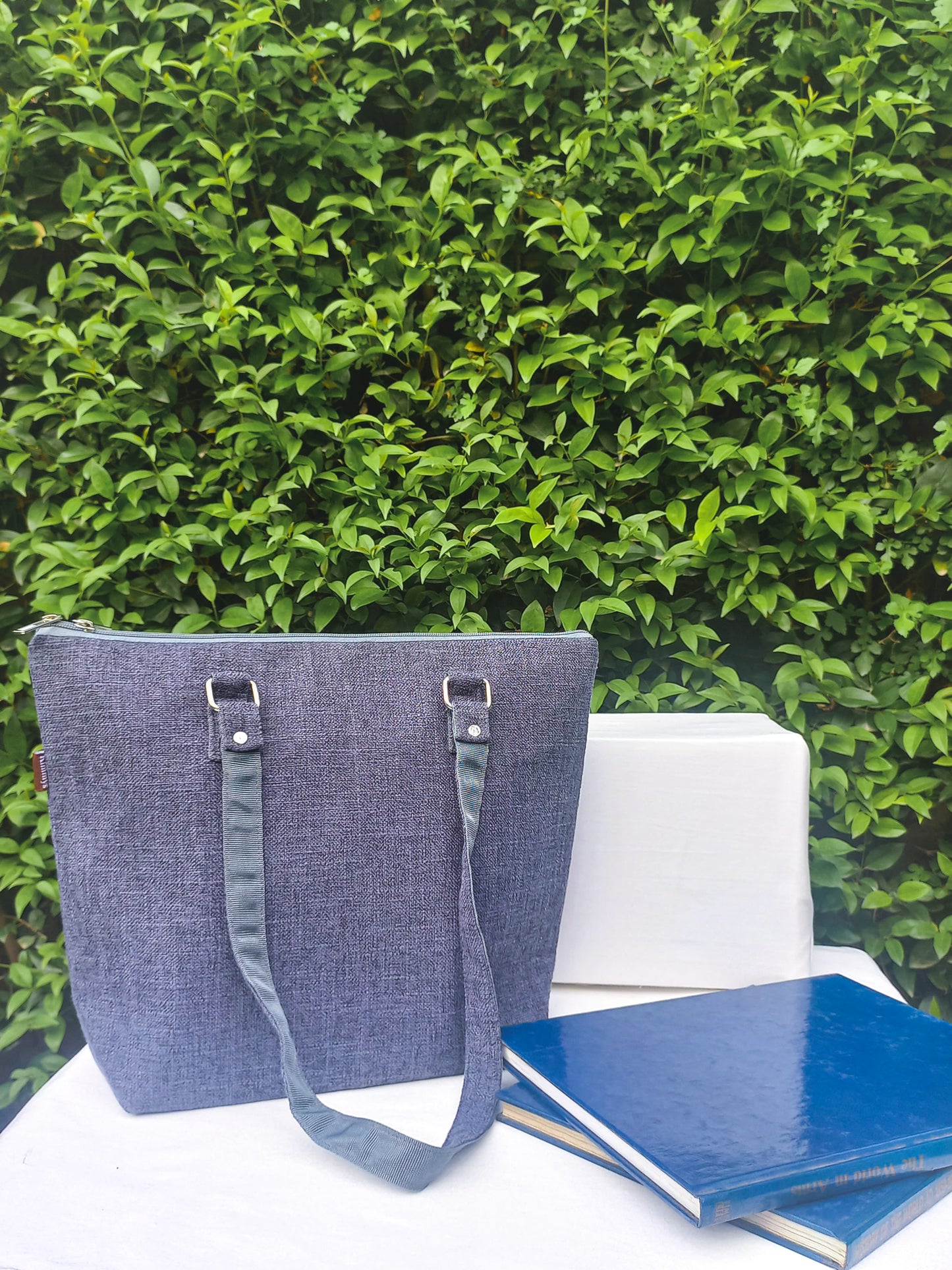 (621) College Bag Gray Hand Embroidered
