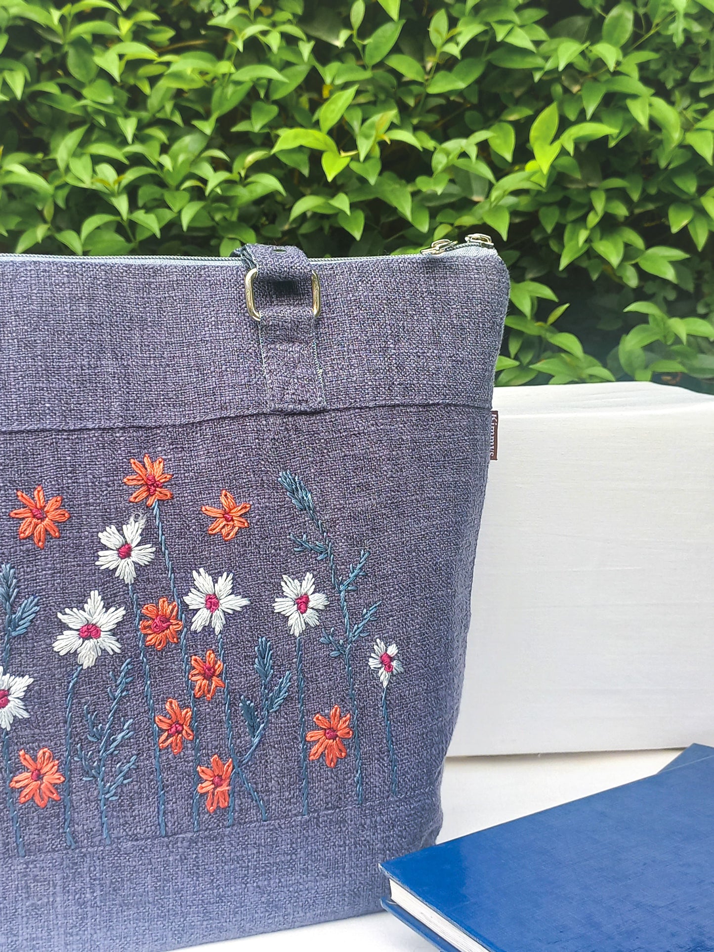 (621) College Bag Gray Hand Embroidered