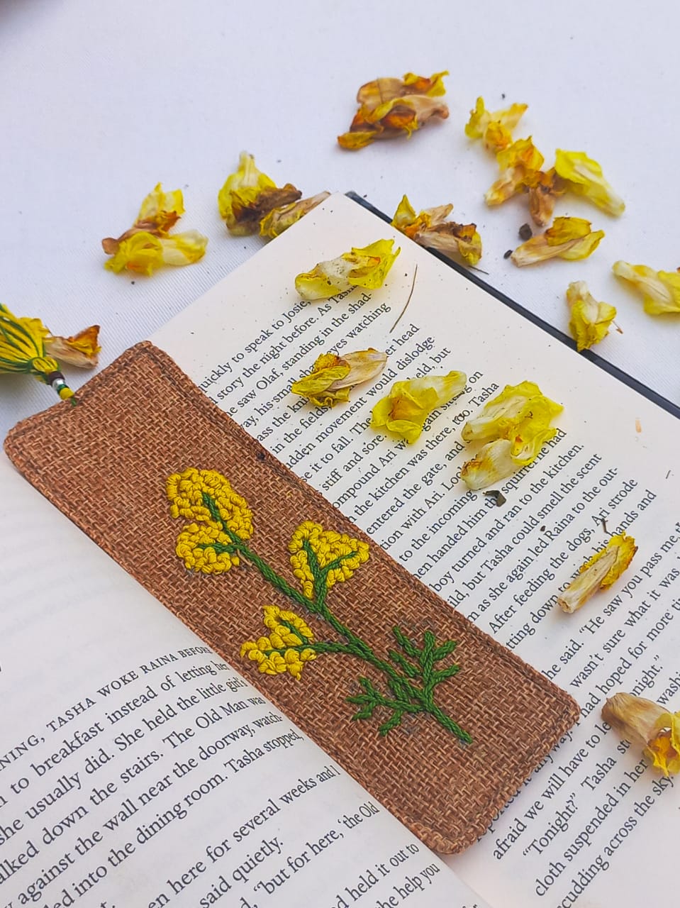 (91) Bookmark With Floral Hand Embroidery