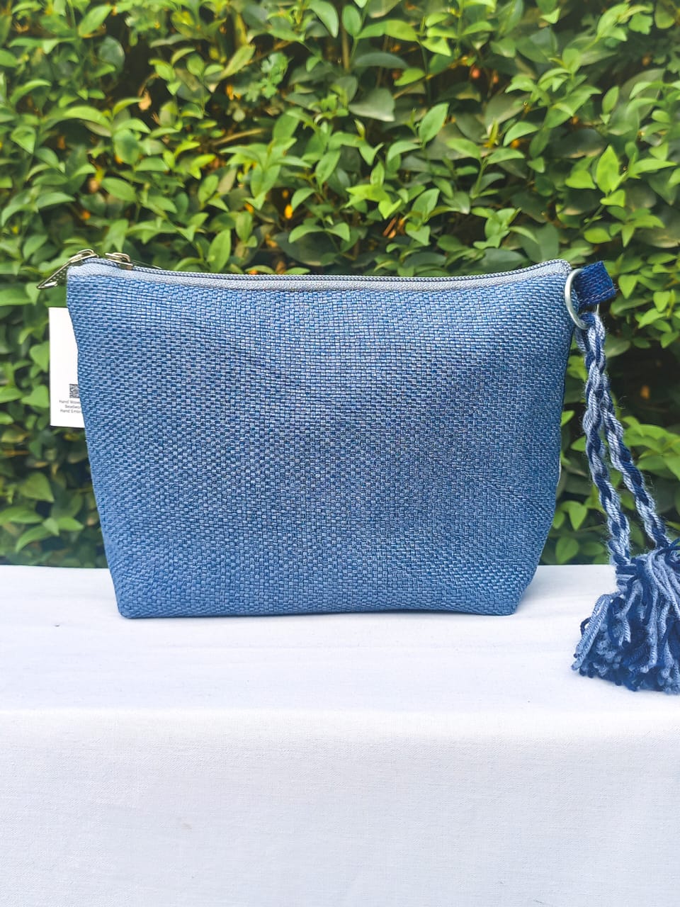 (272) Pouch Blue Burlap