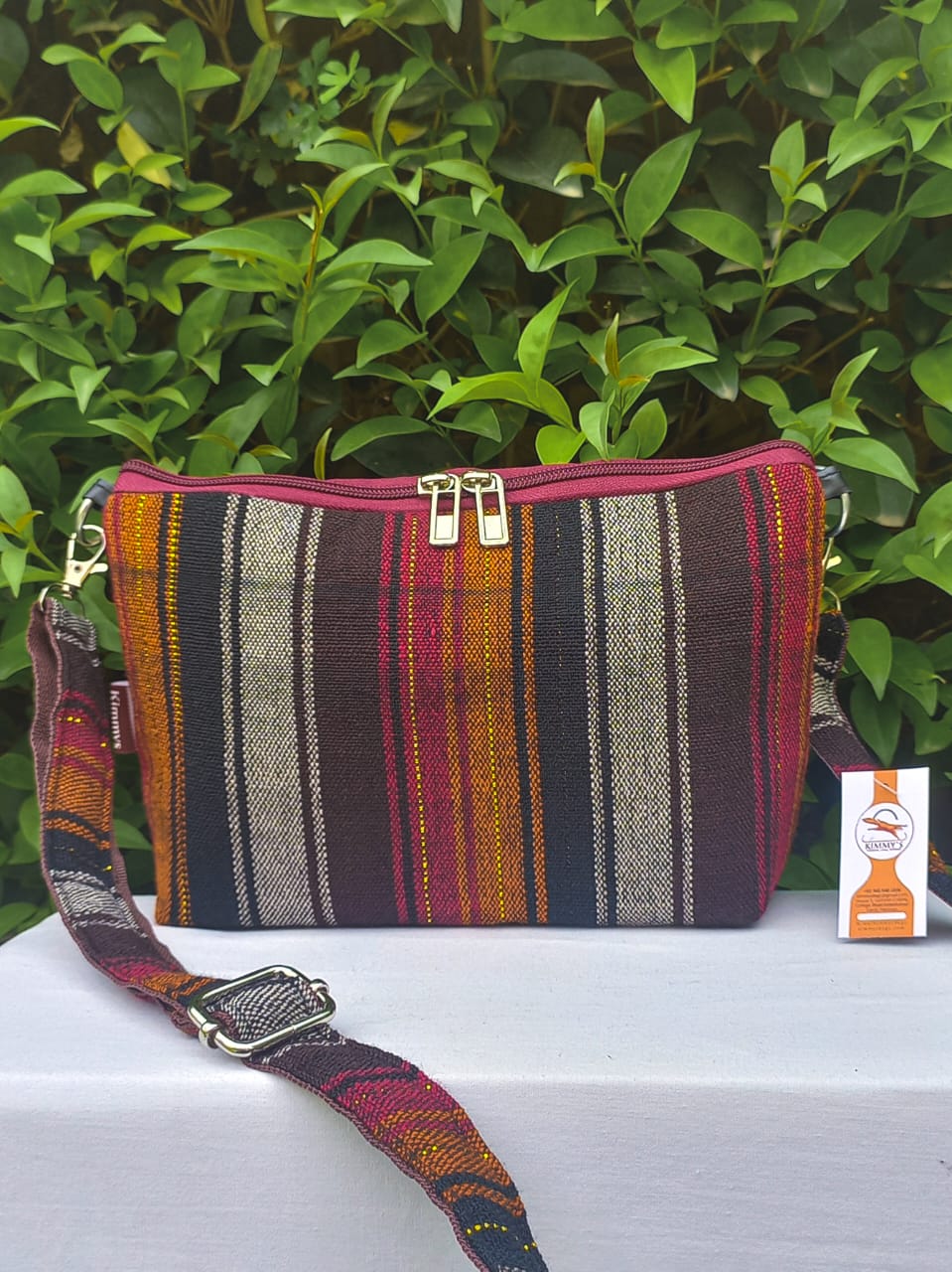 (264) Side Strap Bag Brown-Multicolour