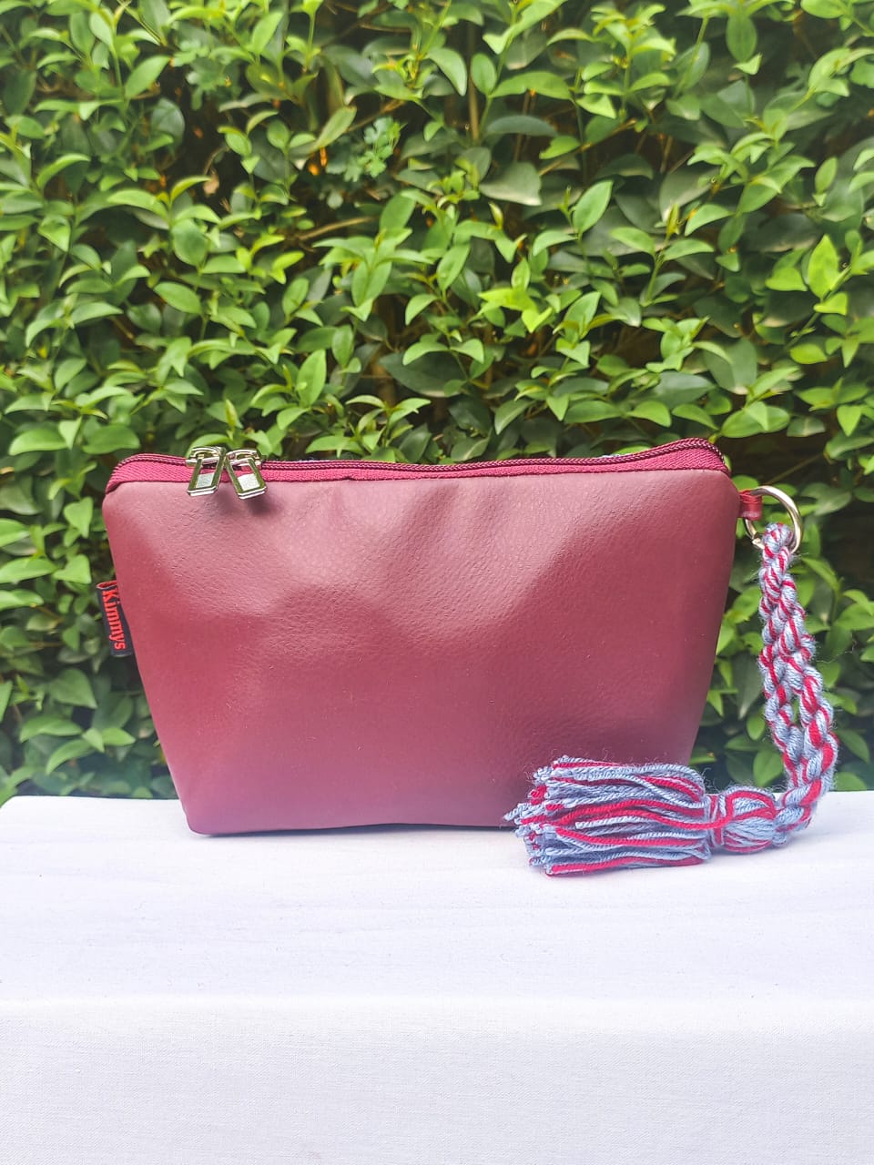 (273) Pouch Red Faux Leather