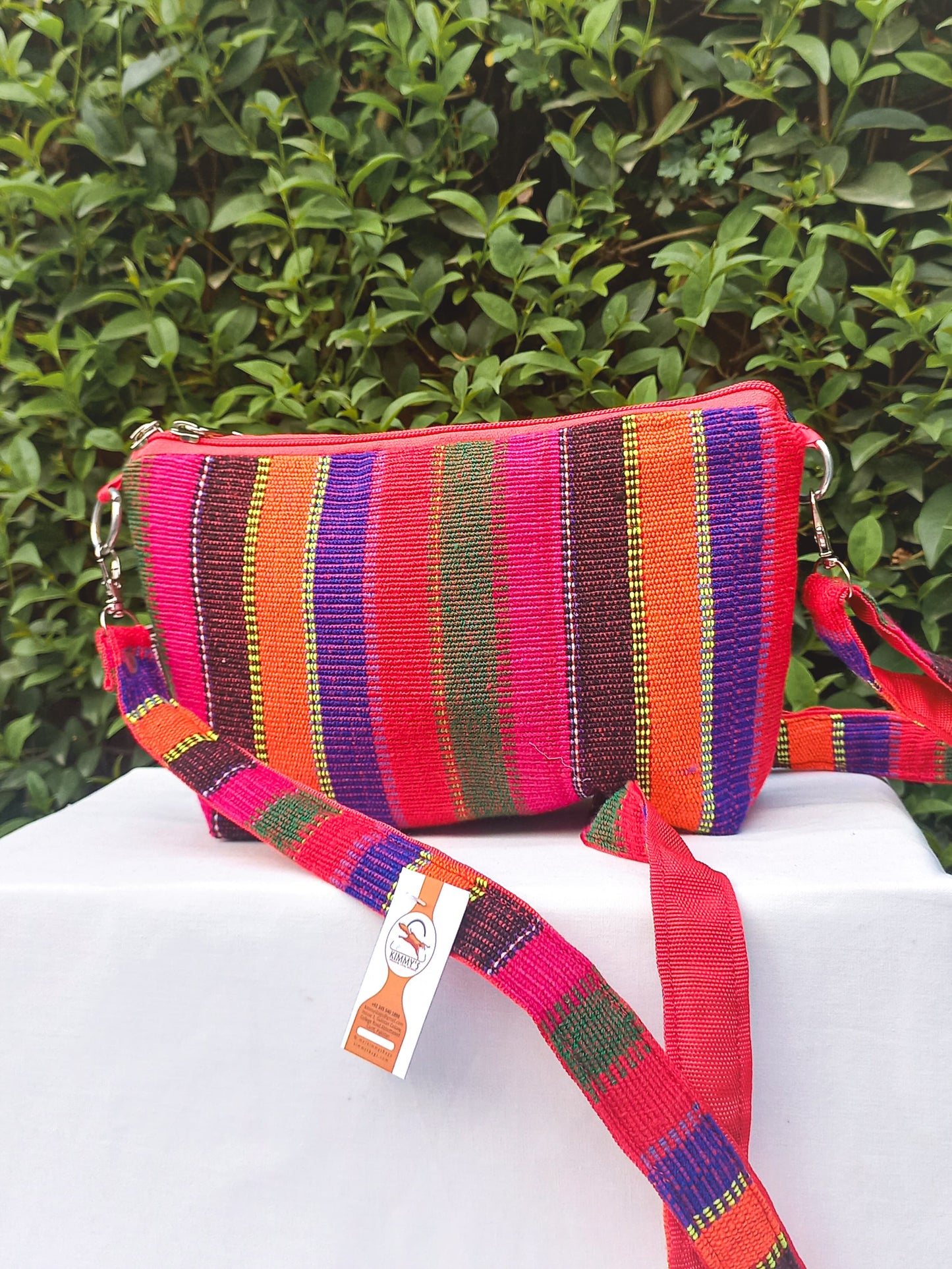 (258) Side Strap Bag Red-Multicolour