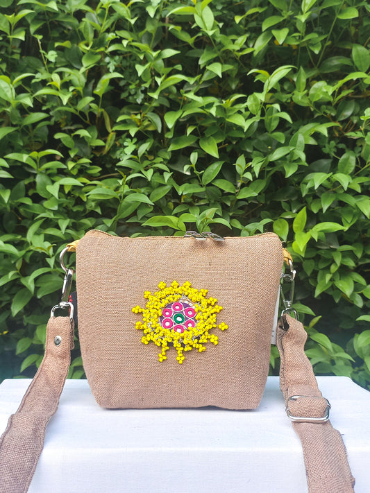 (214) Small Side Strap Bag Beige Burlap