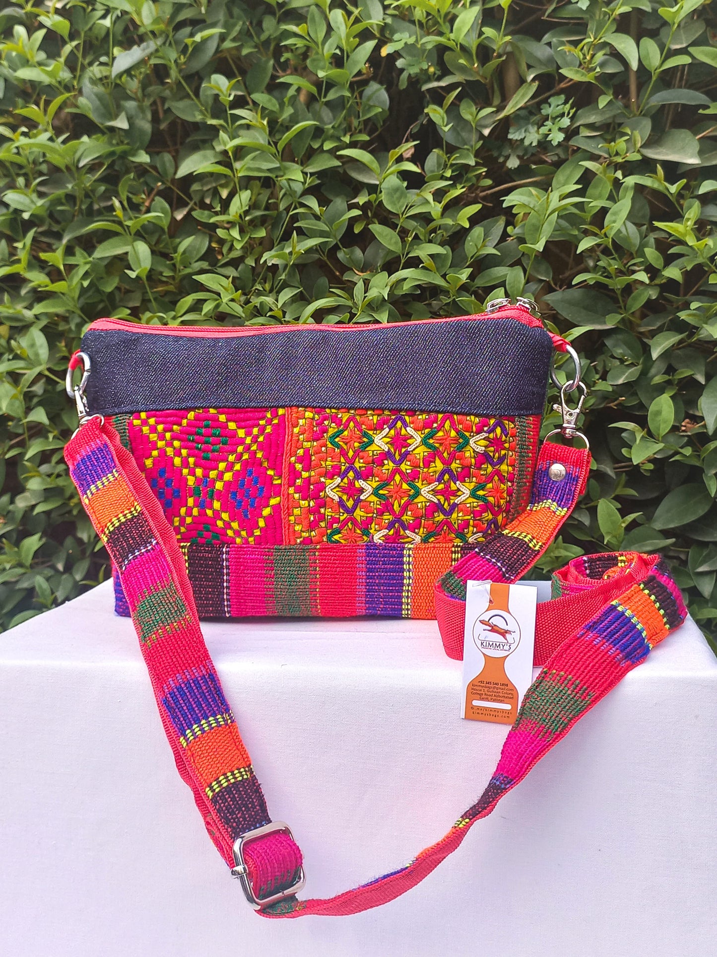 (256) Side Strap Bag Red-Multicolour