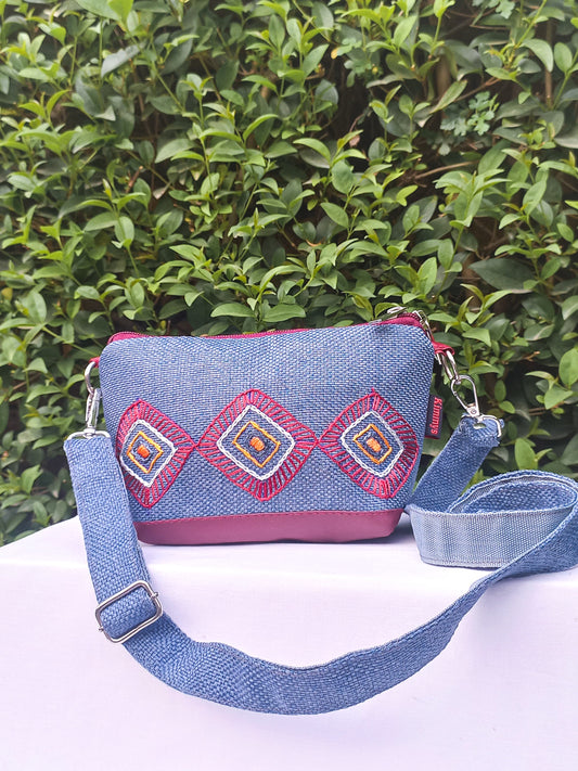 (261) Side Strap Bag Red Faux Leather