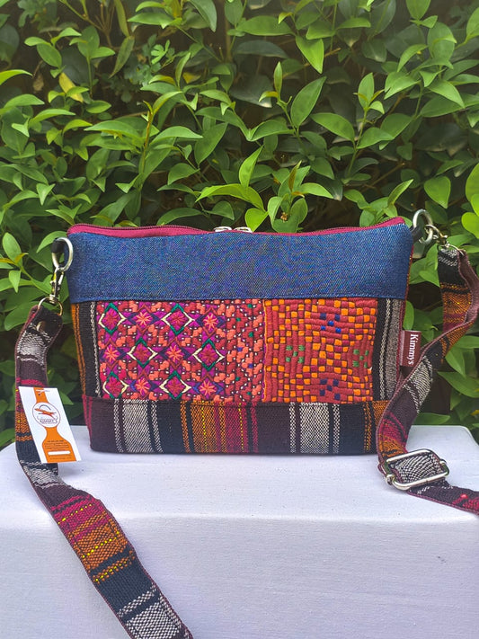 (264) Side Strap Bag Brown-Multicolour