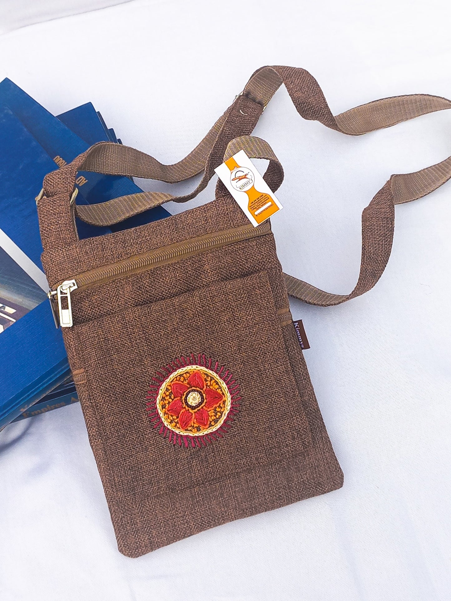 (372) Cross Bag Brown Burlap