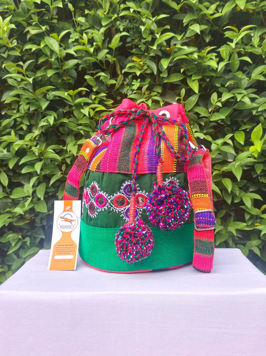 (423) Bucket Bag Red-Multicolour