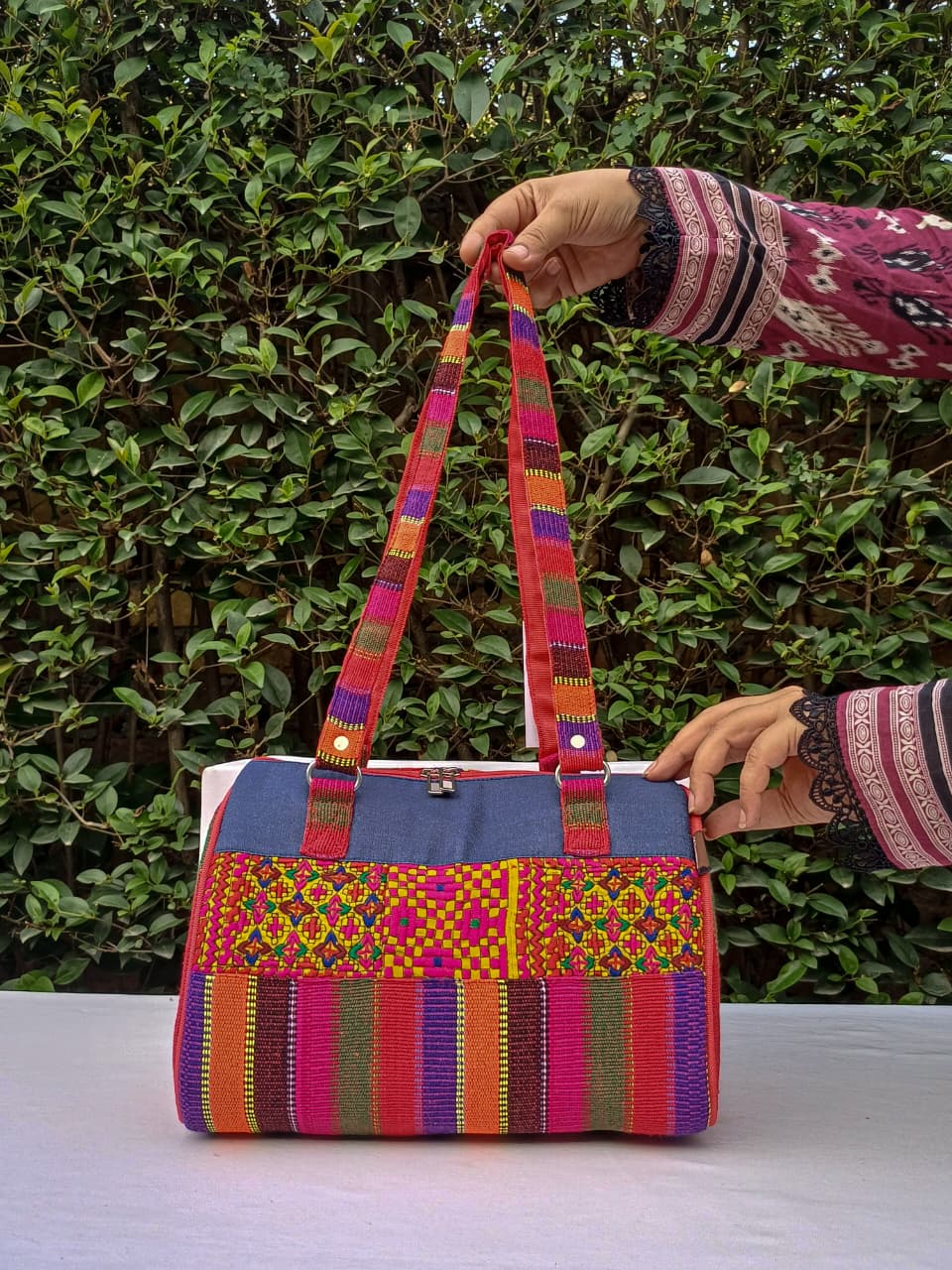 Hand Bag Red-Multicolour