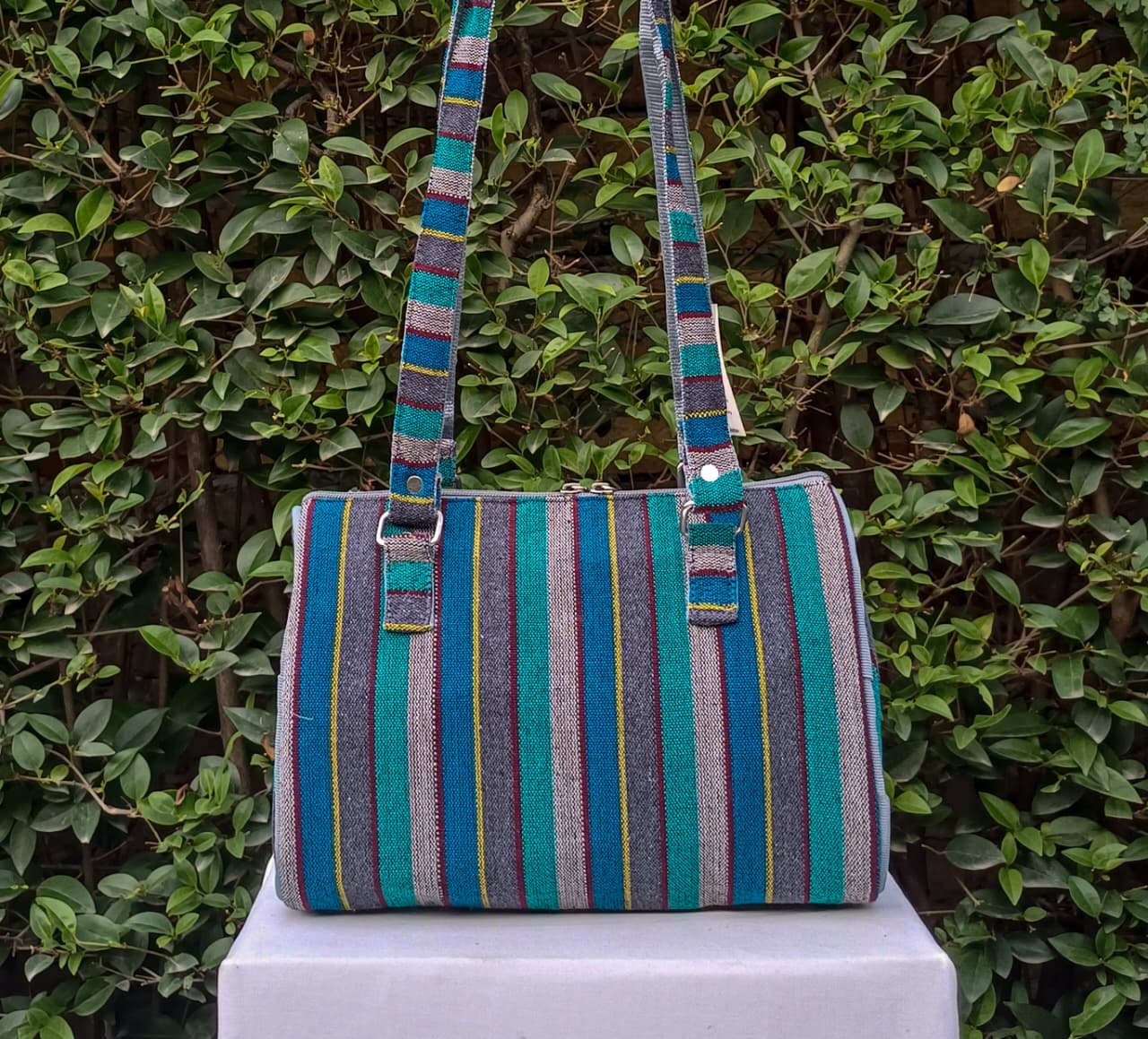 Hand Bag Blue-Multicolour