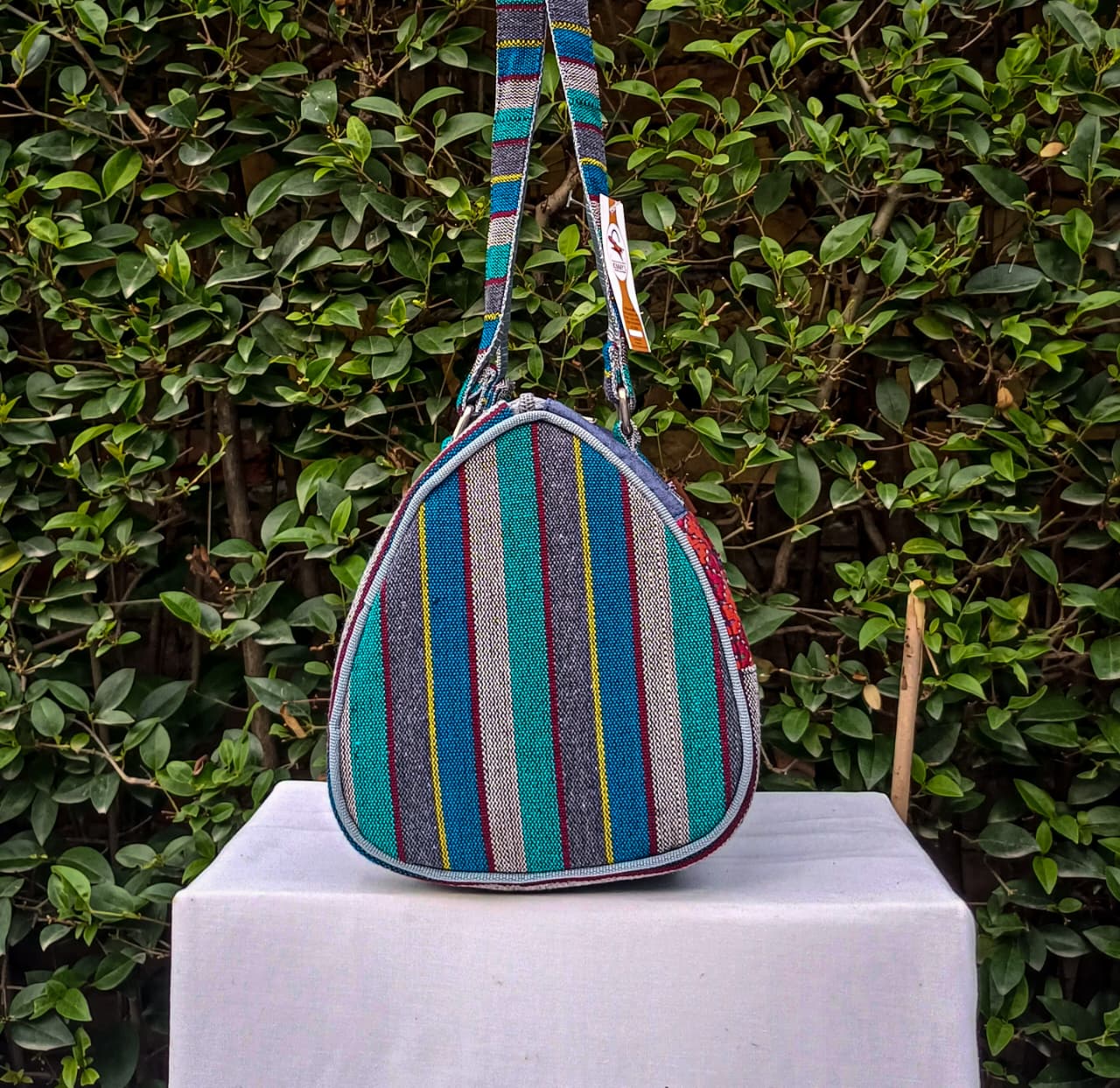 Hand Bag Blue-Multicolour