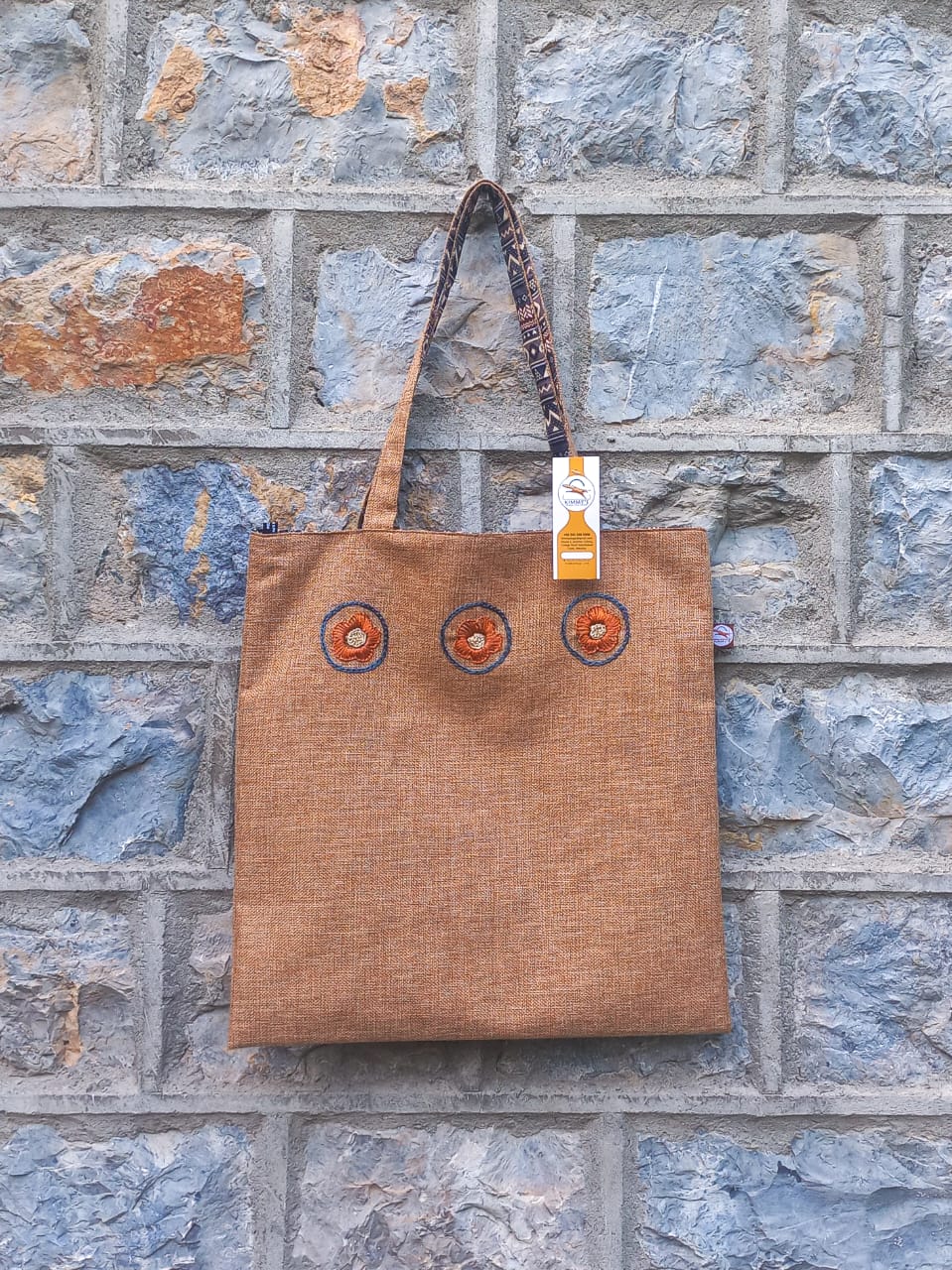 (527) Tote Bag Light Brown Burlap