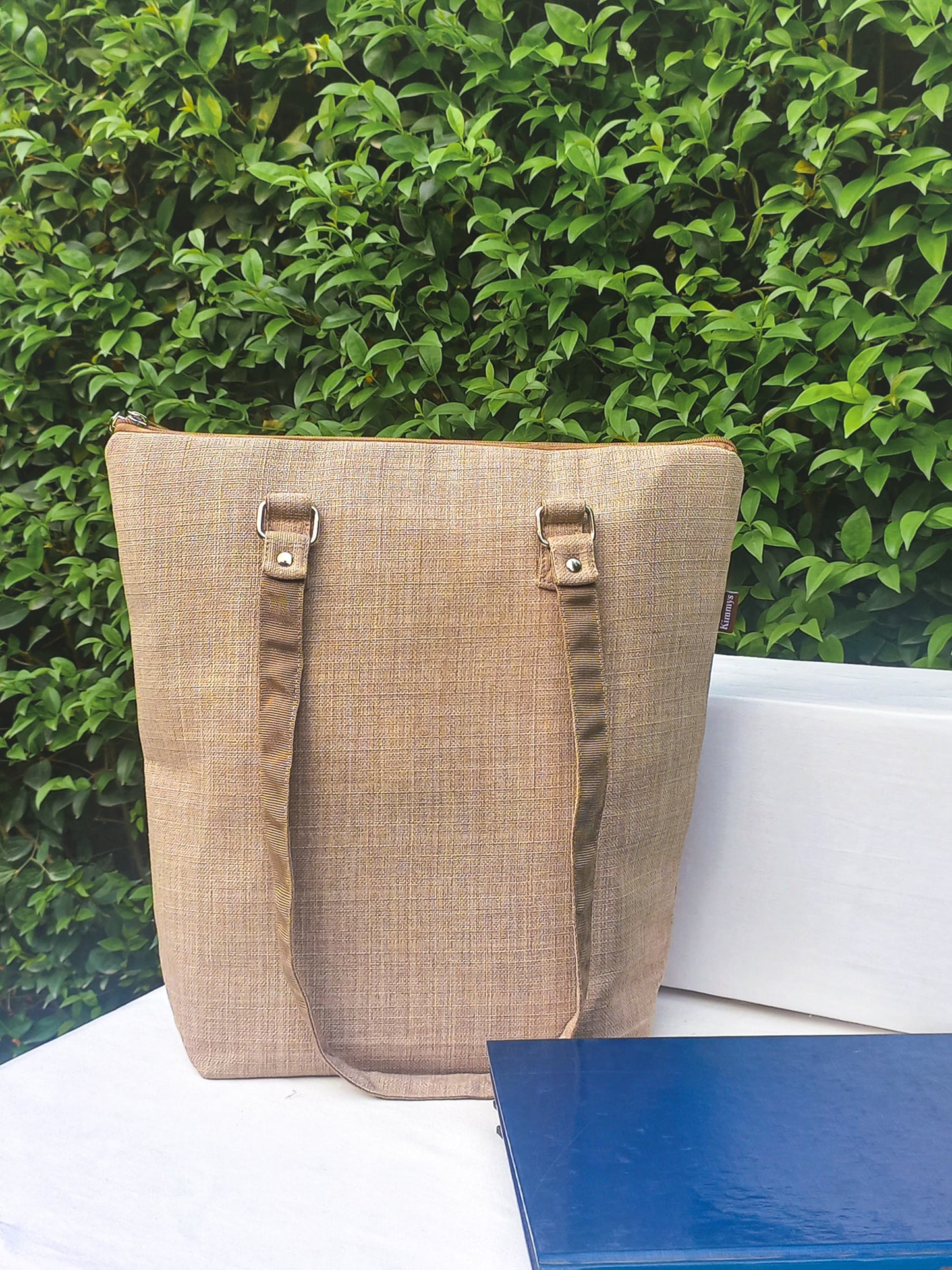 (671) College Bag Beige Hand Embroidered