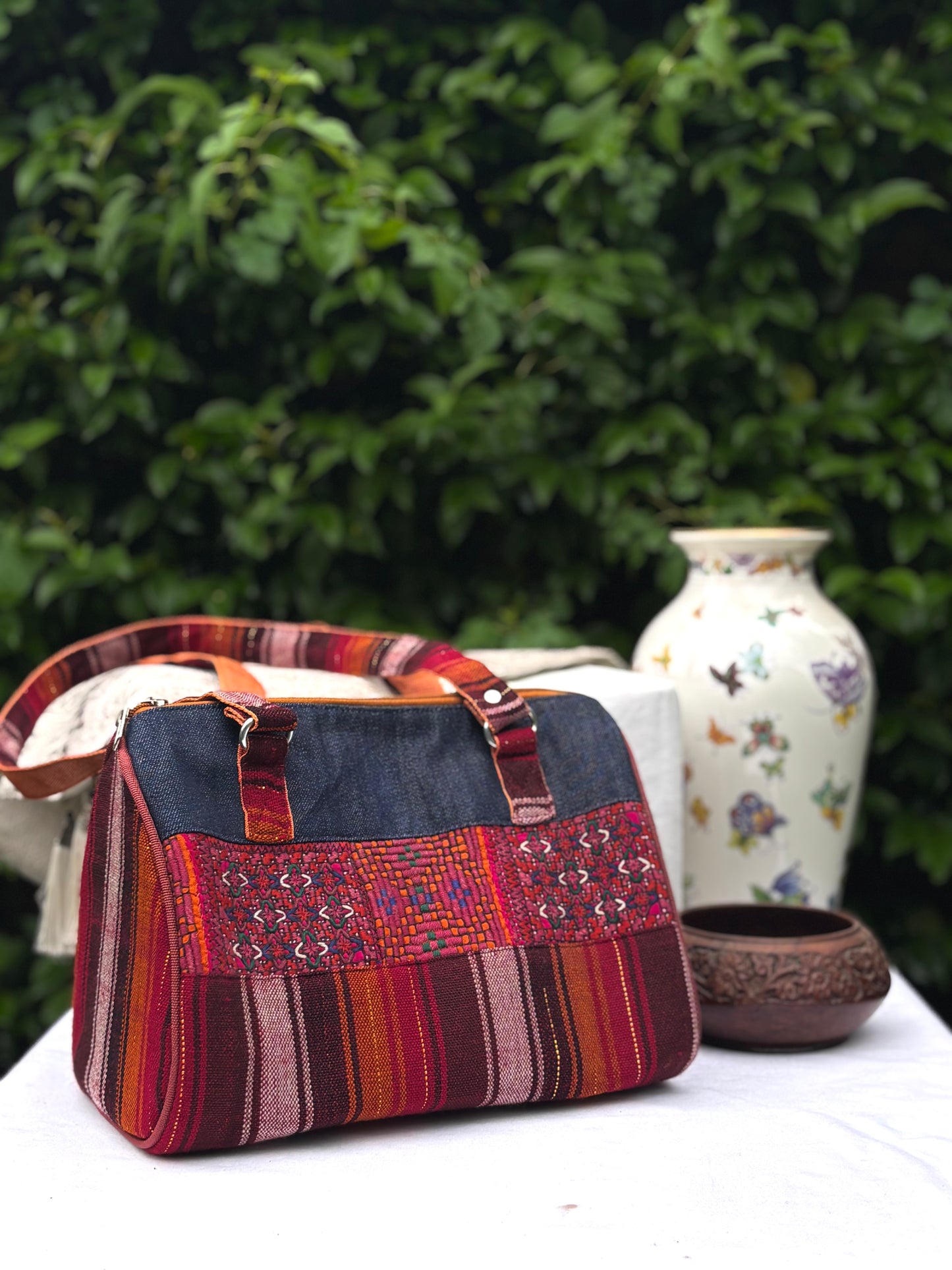 Hand Bag Brown-Multicolour