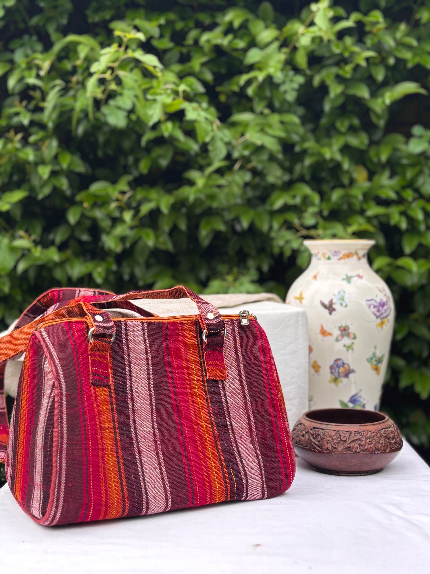 Hand Bag Brown-Multicolour