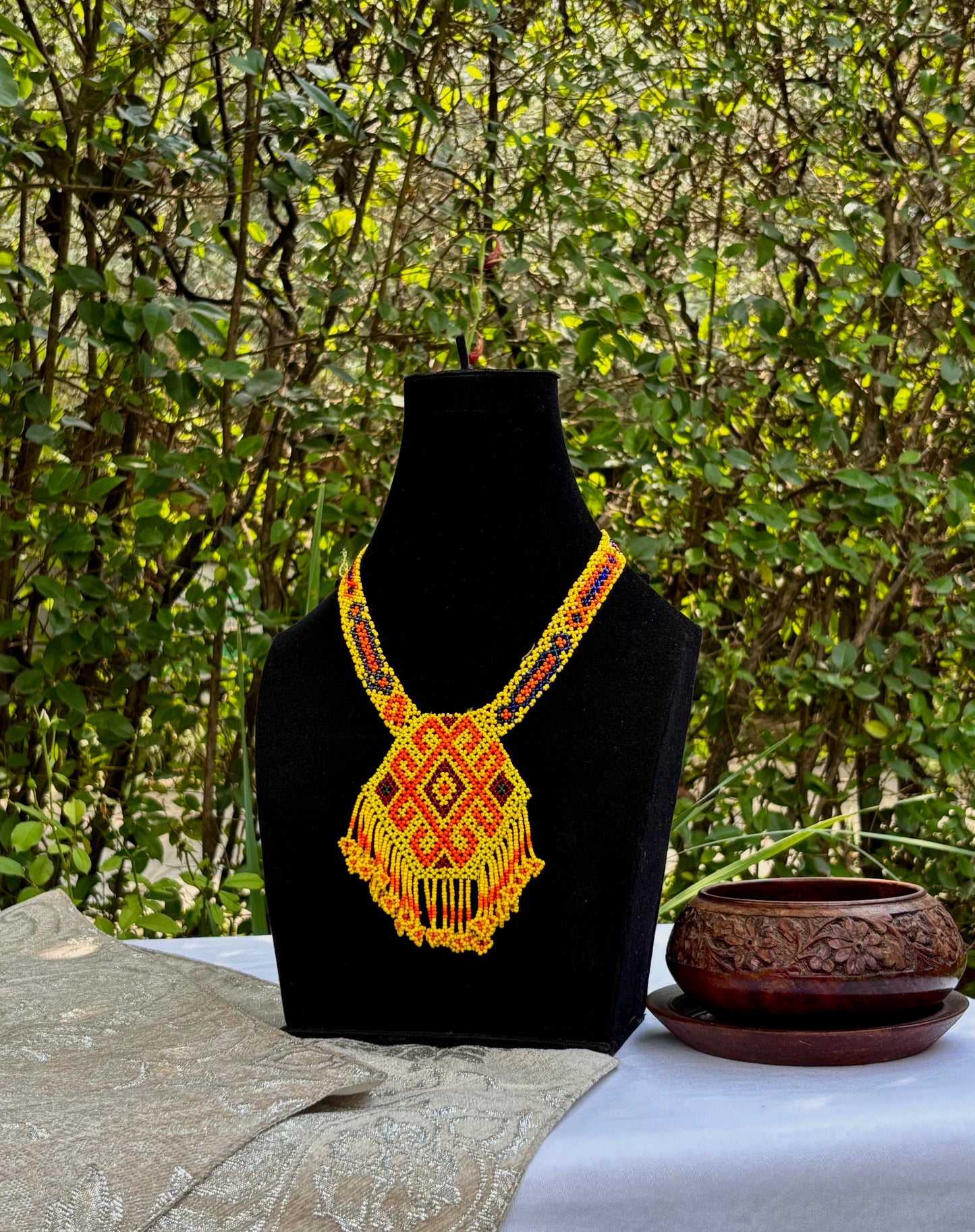 Beaded Medium Necklace Yellow-Multicolour