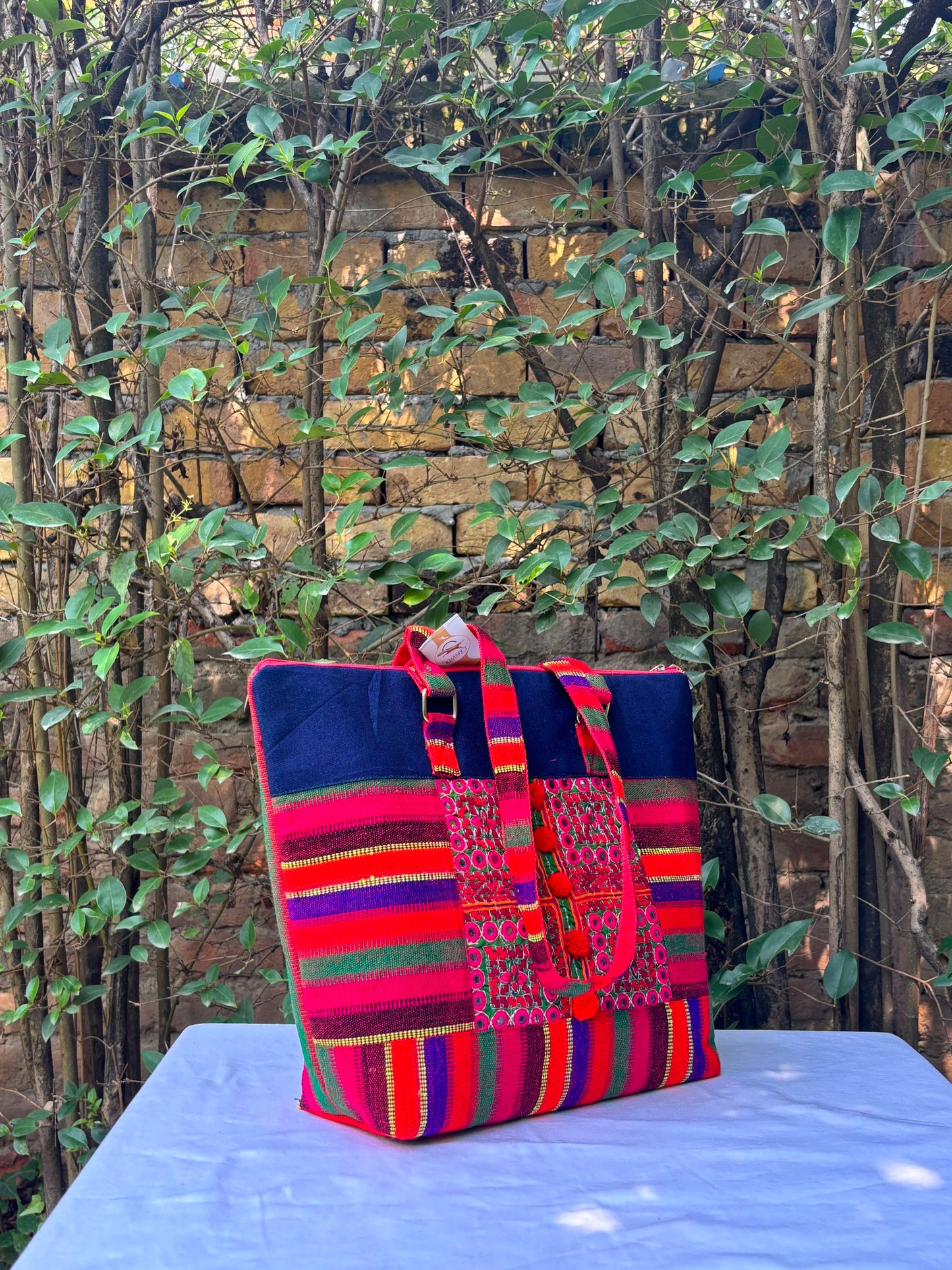(622) College Bag Red Hand Embroidered