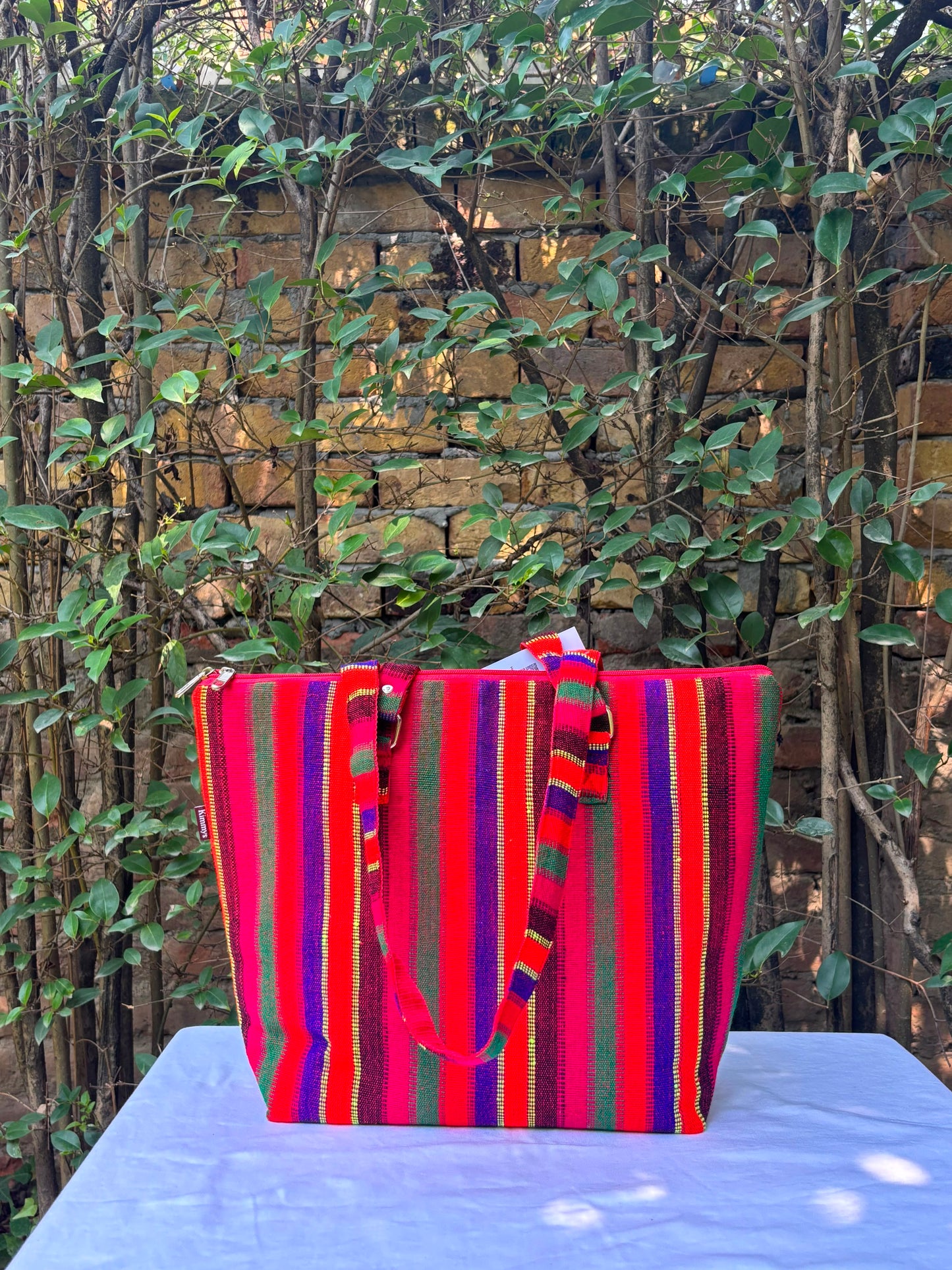 (622) College Bag Red Hand Embroidered
